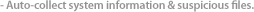 Automatically collects system information files, and suspicious files.