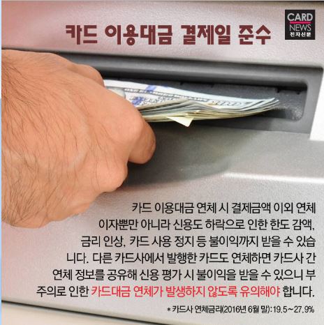 카드 이용대금 결제일 준수